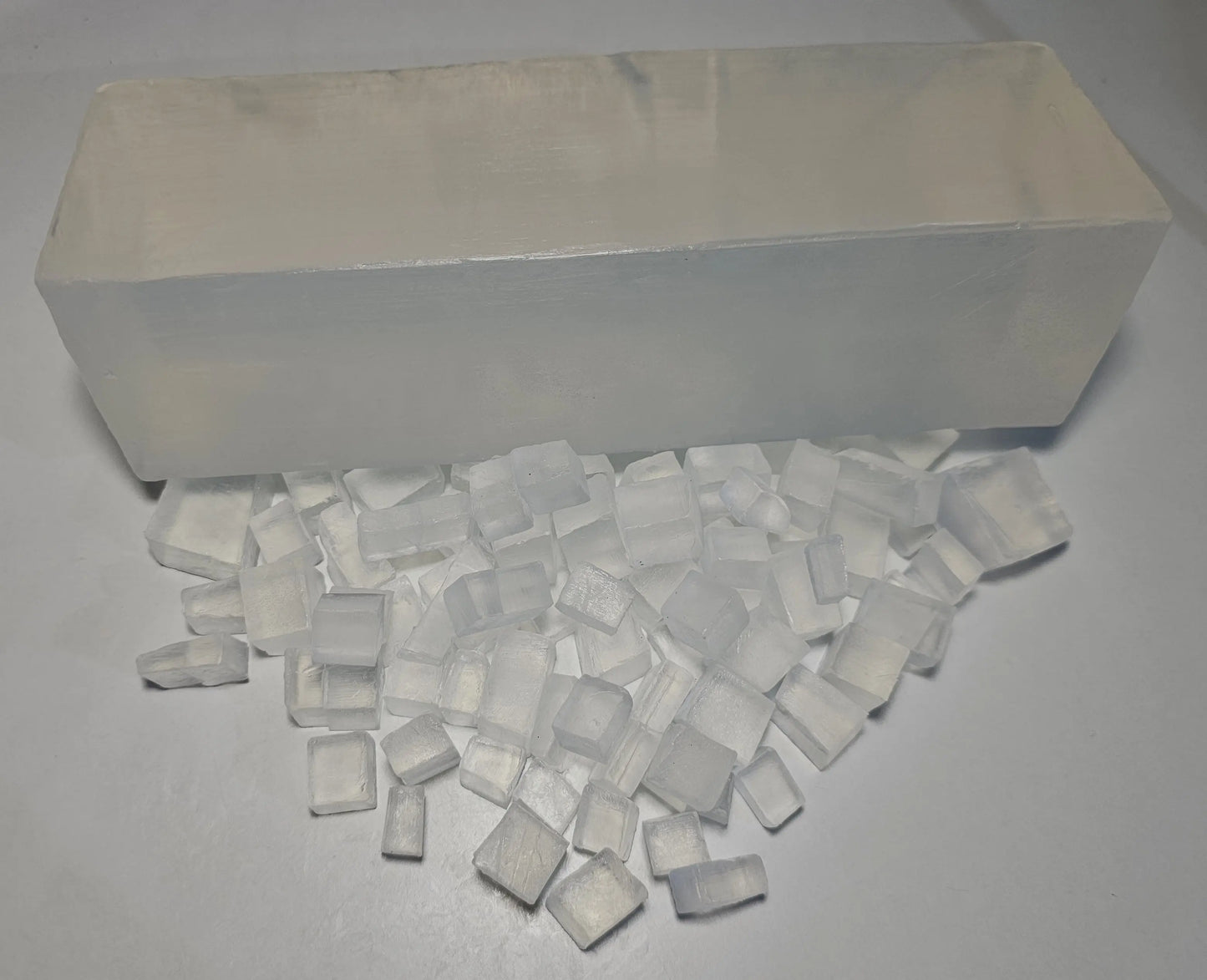 Clear melt and pour soap base cubes for handmade soap making