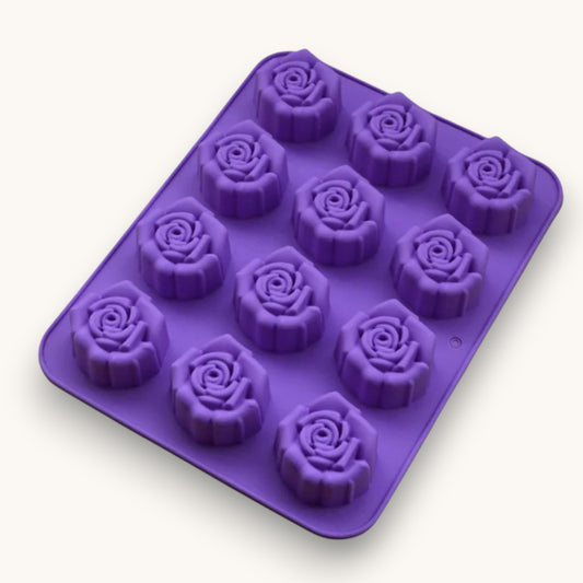 12 Cavity Silicone Rose Soap Mould