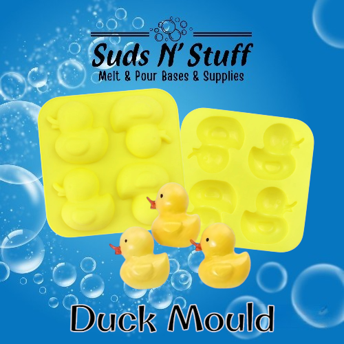 Small yellow duck mold with 4 cavities. Can be used for soaping, resin or other craft projects