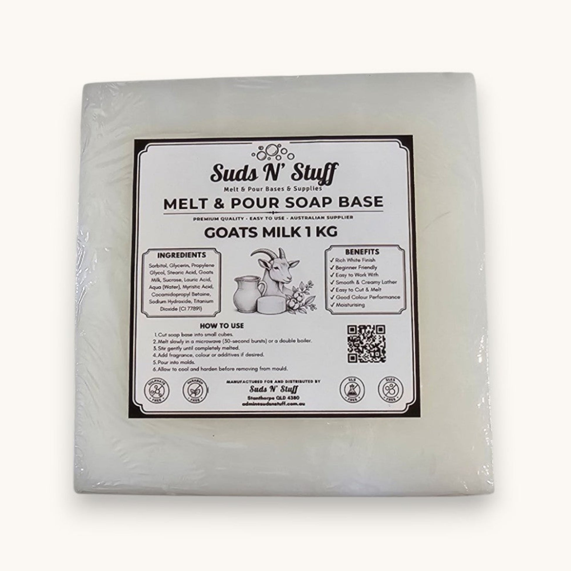 Suds N’ Stuff Goat's Milk Melt and Pour Soap Base 1kg