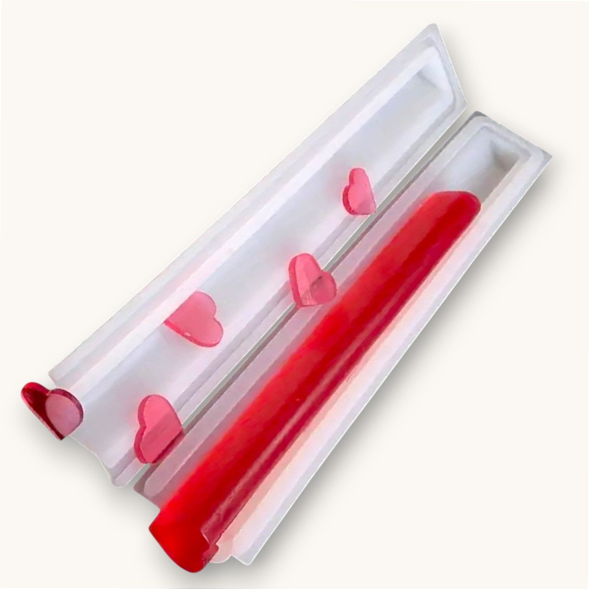Heart silicone soap column mould for loaf soap embeds and decorative soap toppers