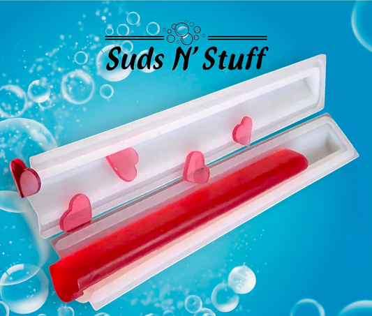 Heart silicone soap column mould for loaf soap embeds and decorative soap toppers