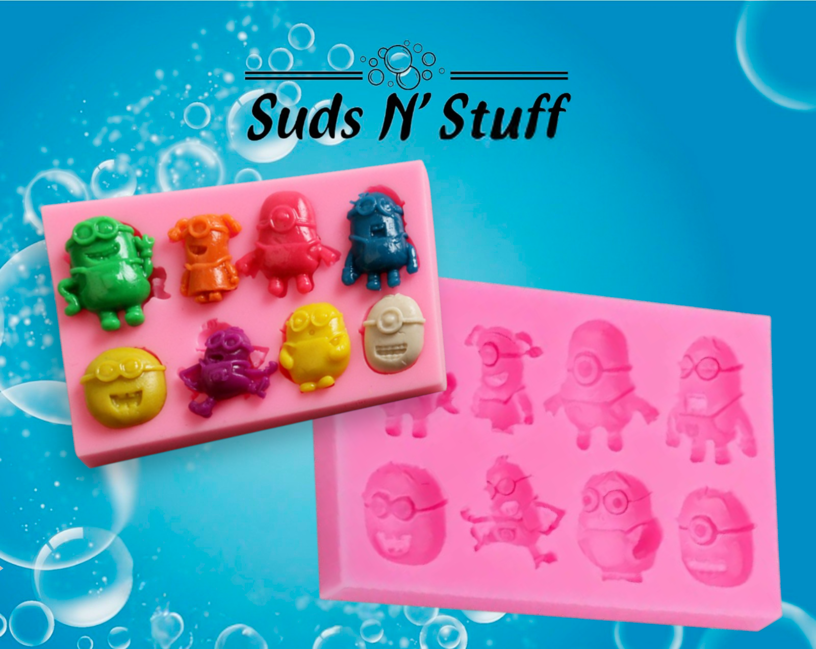 Minion inspired silicone soap embed mould for decorative soap toppers and melt and pour soap making