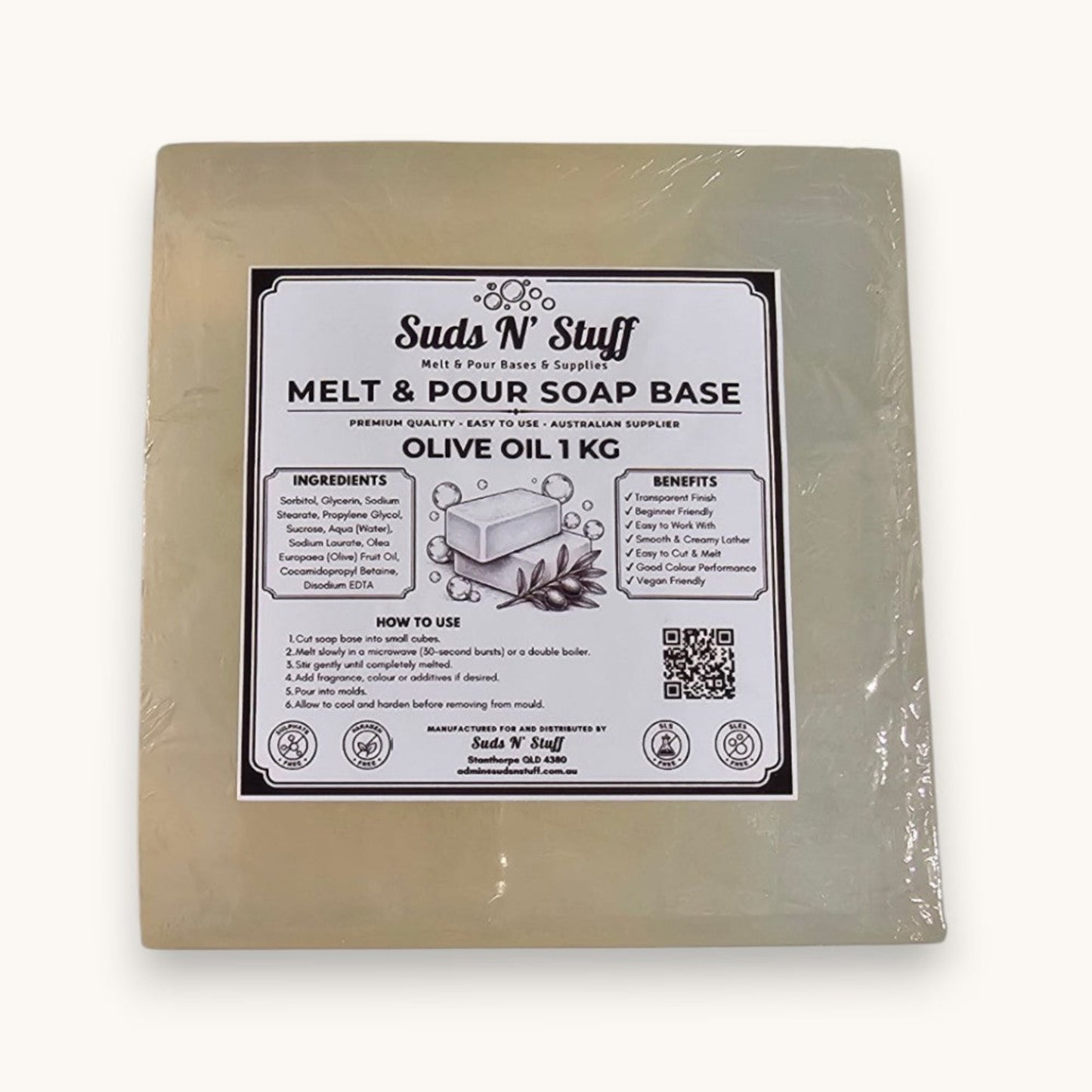 Olive Oil Melt and Pour Soap Base 1kg by Suds N’ Stuff