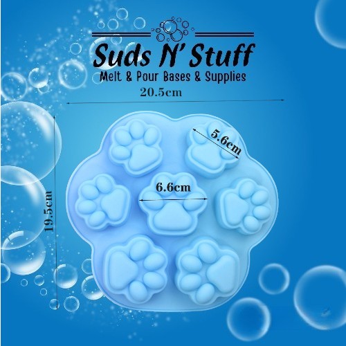 Paw print silicone soap mould for dog shampoo bars and melt and pour soap making