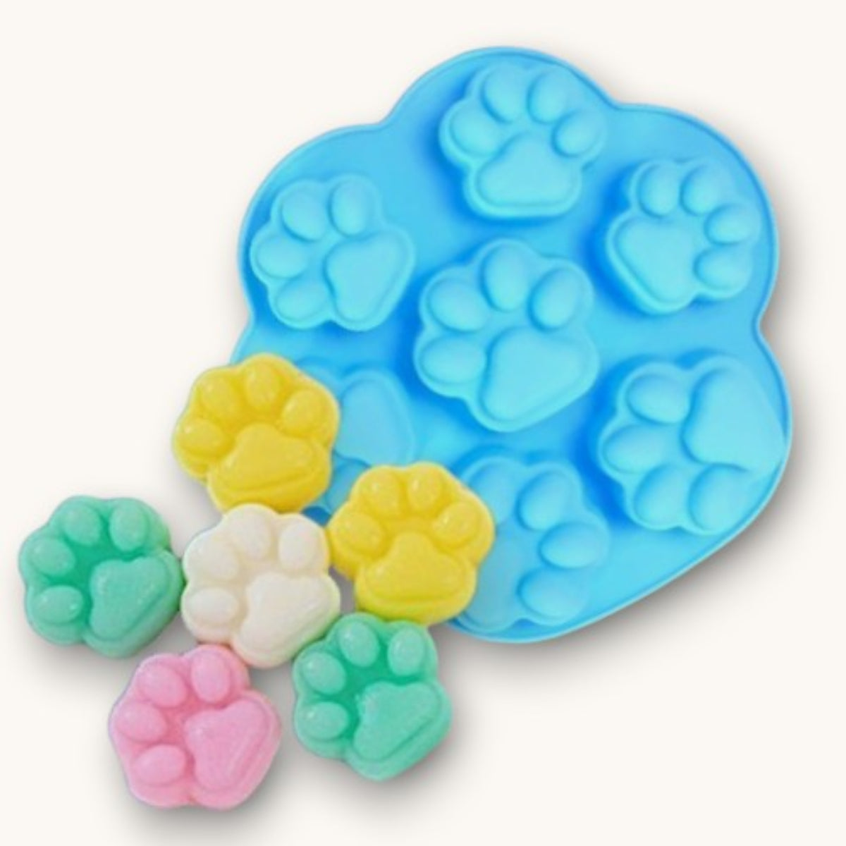 Paw print silicone soap mould for dog shampoo bars and melt and pour soap making