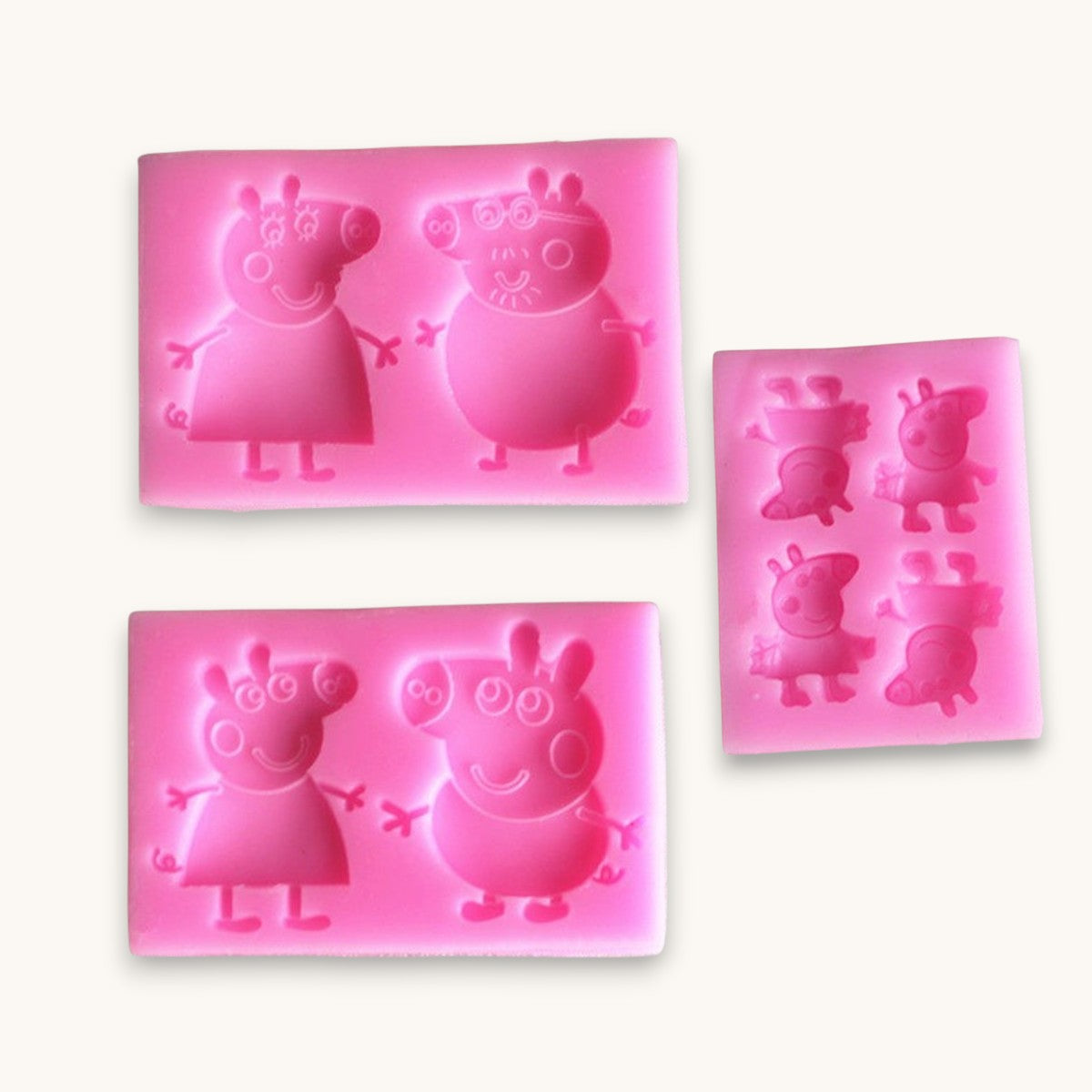 Set of Peppa Pig silicone soap embed moulds