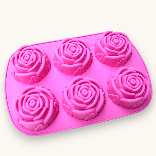 6 Cavity Rose Silicone Soap Mould | Flower Soap Making Mould