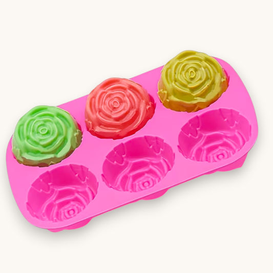 6 Cavity Rose Silicone Soap Mould | Flower Soap Making Mould