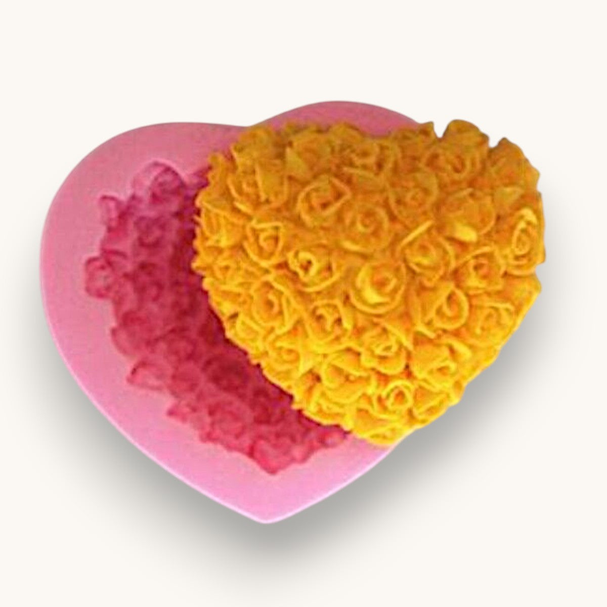Heart shaped rose silicone soap mould for melt and pour soap making