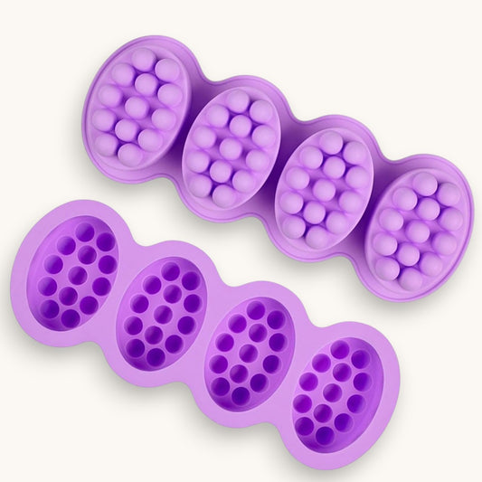 Silicone massage soap mould with 4 cavities for melt and pour soap making