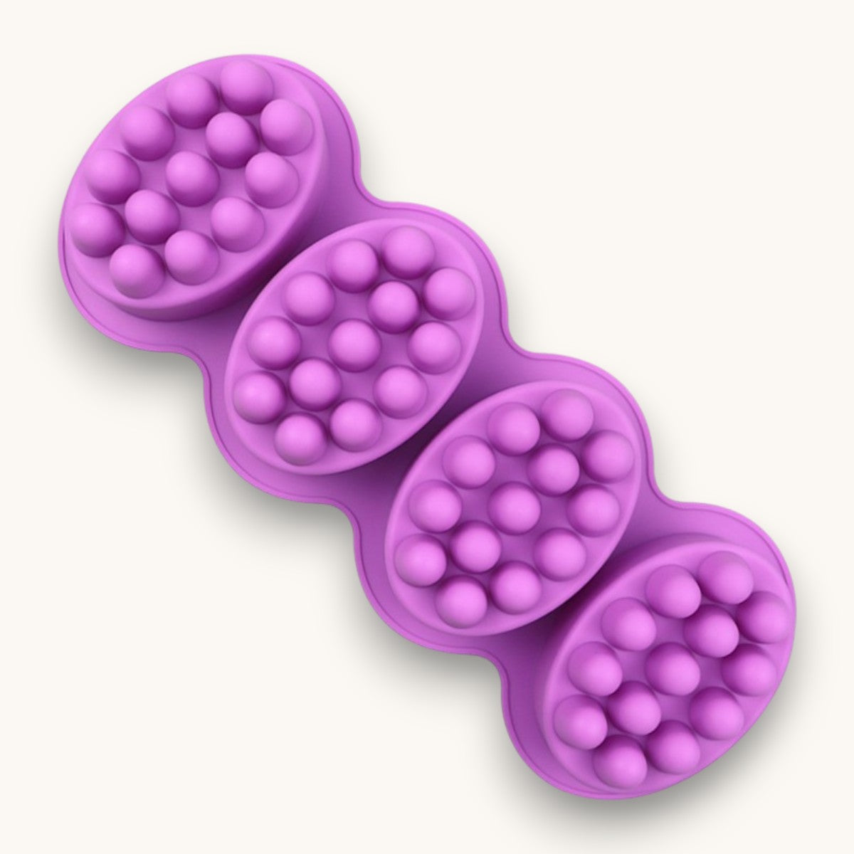 Silicone massage soap mould with 4 cavities for melt and pour soap making