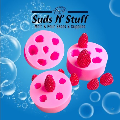 Strawberry silicone soap embed mould with 6 cavities for decorative soap toppers and melt and pour soap making