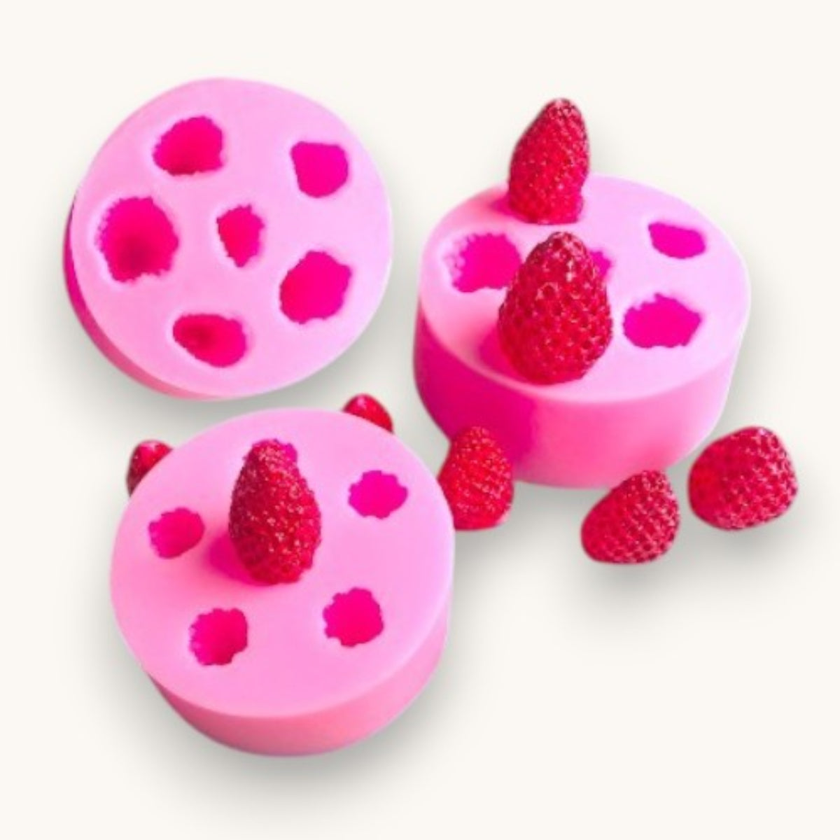 Strawberry silicone soap embed mould with 6 cavities for decorative soap toppers and melt and pour soap making