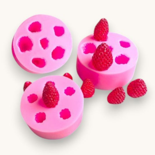 Strawberry silicone soap embed mould with 6 cavities for decorative soap toppers and melt and pour soap making