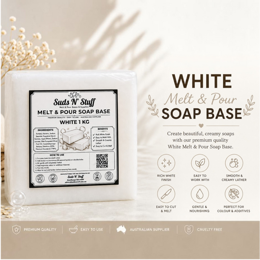 White Melt and Pour Soap Base 1kg by Suds N’ Stuff