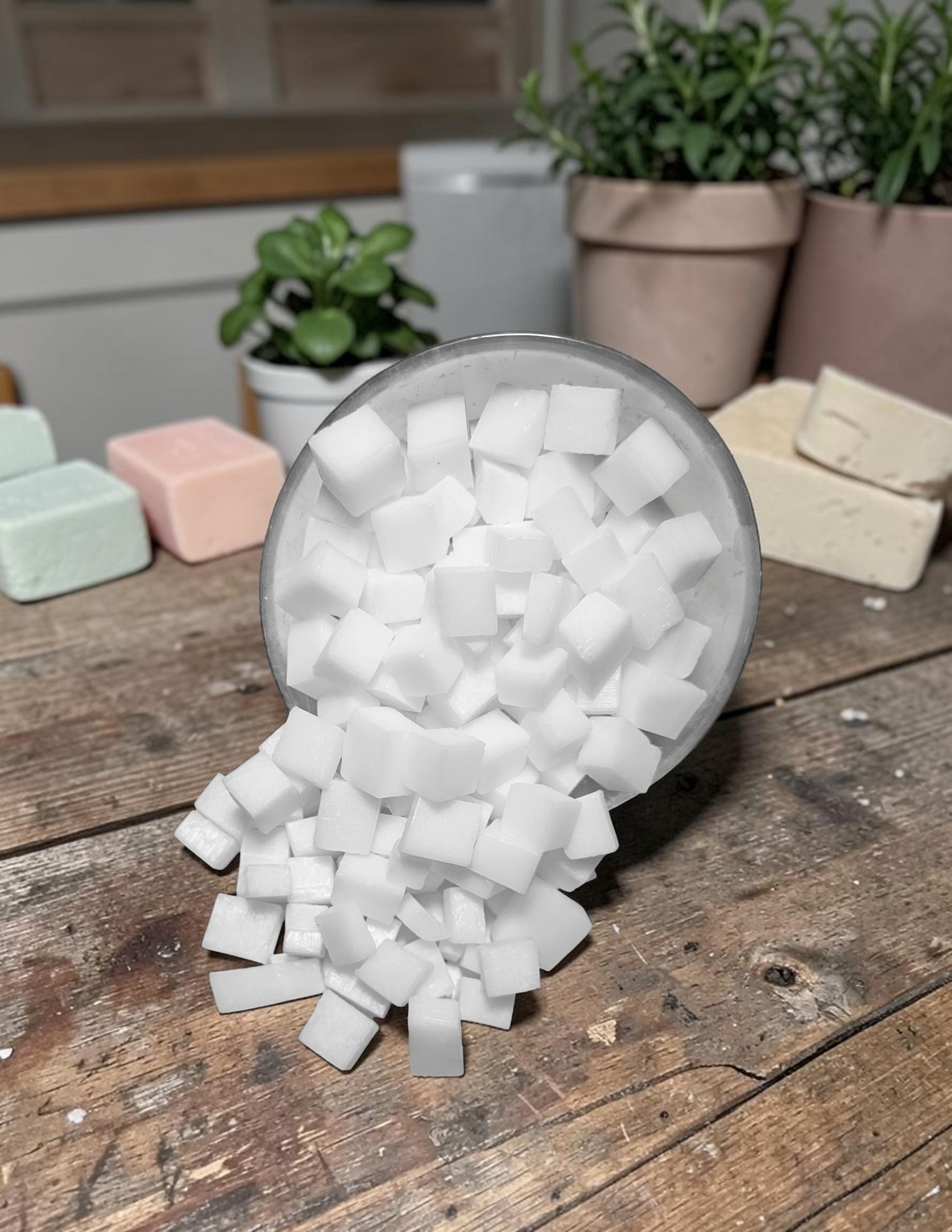 White melt and pour soap base cubes for handmade soap making