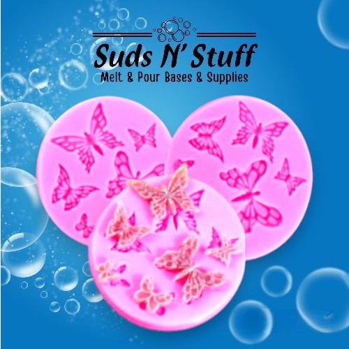 Butterfly silicone soap embed mould for decorative soap toppers and melt and pour soap making