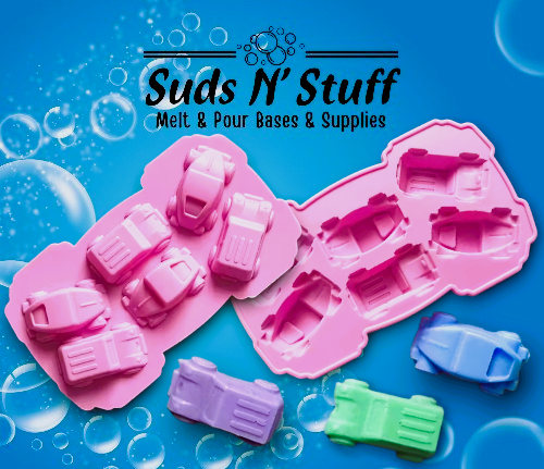 Small car silicone soap mould with 6 cavities for soap embeds and melt and pour soap making