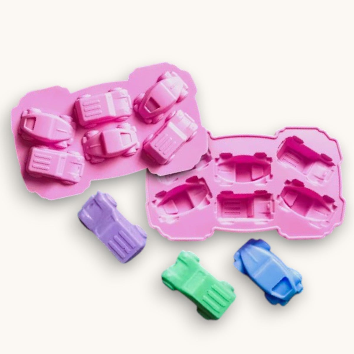 Small car silicone soap mould with 6 cavities for soap embeds and melt and pour soap making