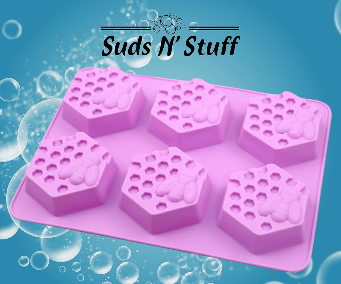 Honeycomb and bee silicone soap mould for handmade soap making