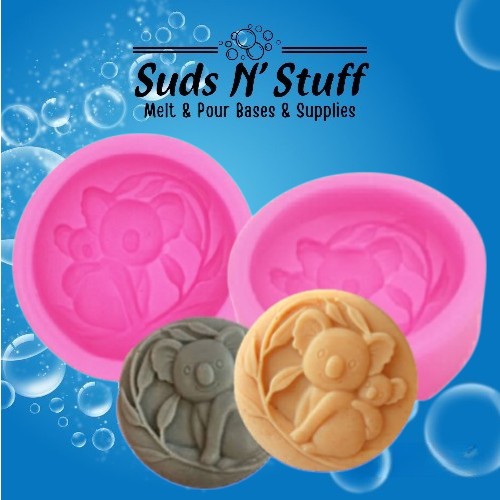Koala and baby silicone soap mould for melt and pour soap making and handmade soap bars