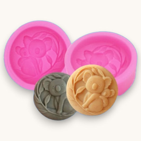 Koala and baby silicone soap mould for melt and pour soap making and handmade soap bars