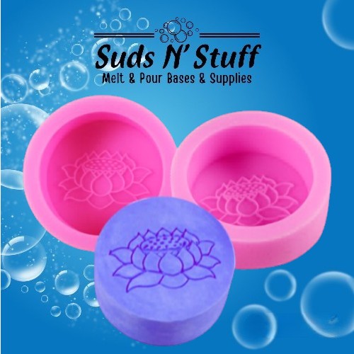 Lotus flower silicone soap mould with round cavity for melt and pour soap making