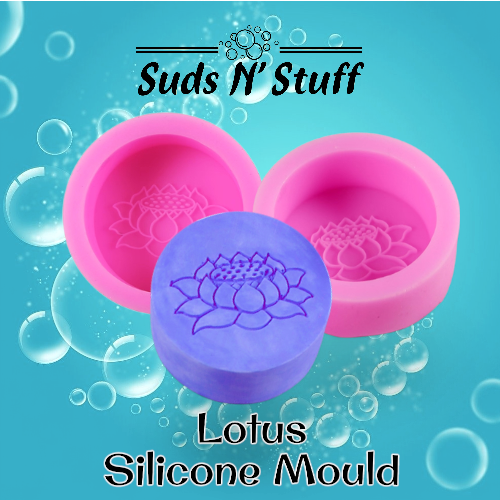 Round silicone mold with an imprint of a lotus
