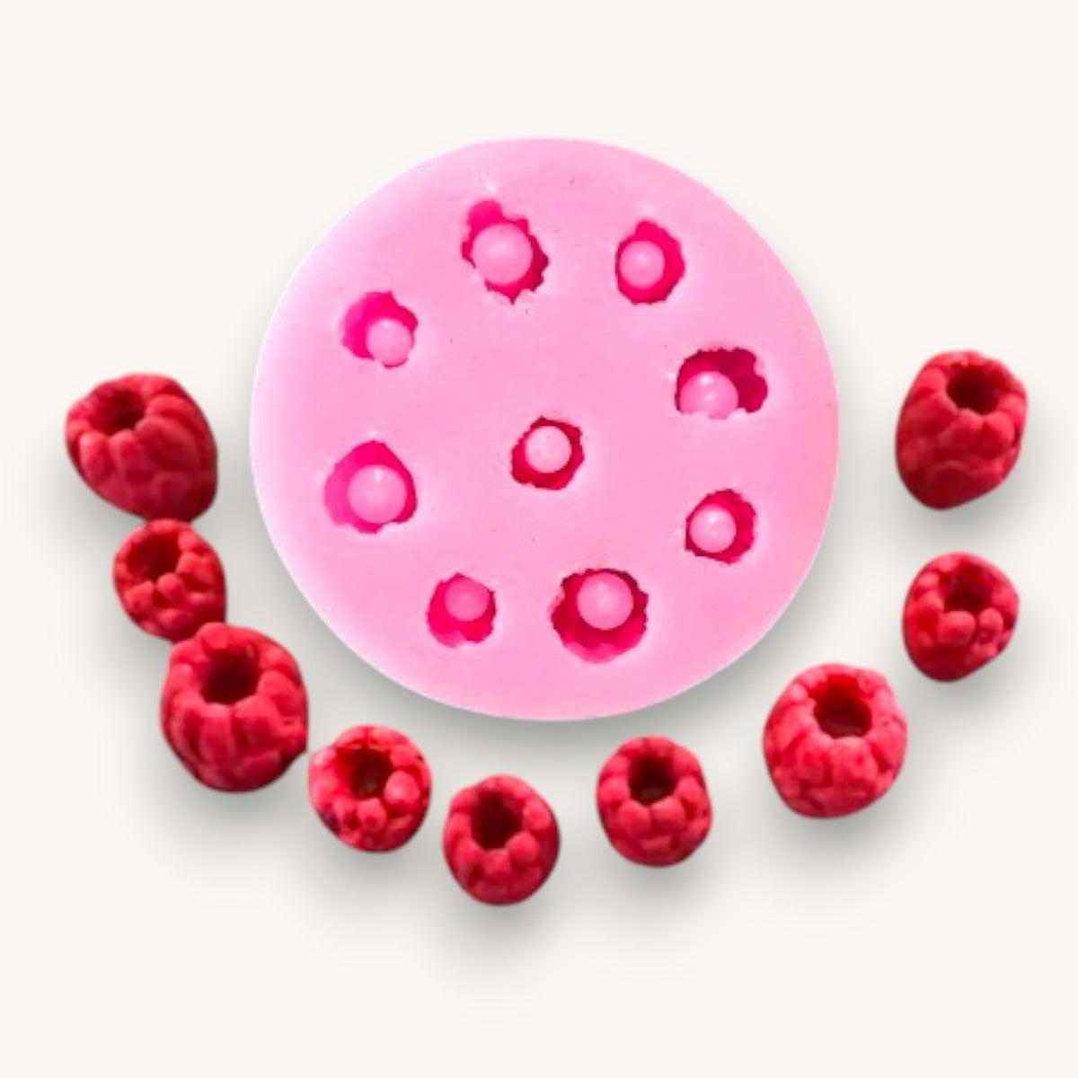 Create realistic raspberry soap embeds and decorative soap toppers with this 9 cavity flexible silicone mould. Perfect for melt & pour soap making.