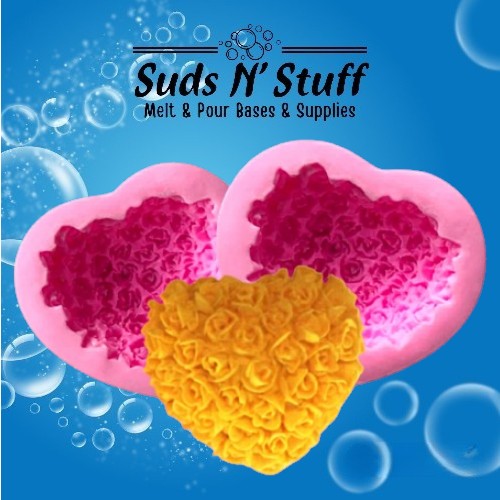 Heart shaped rose silicone soap mould for melt and pour soap making