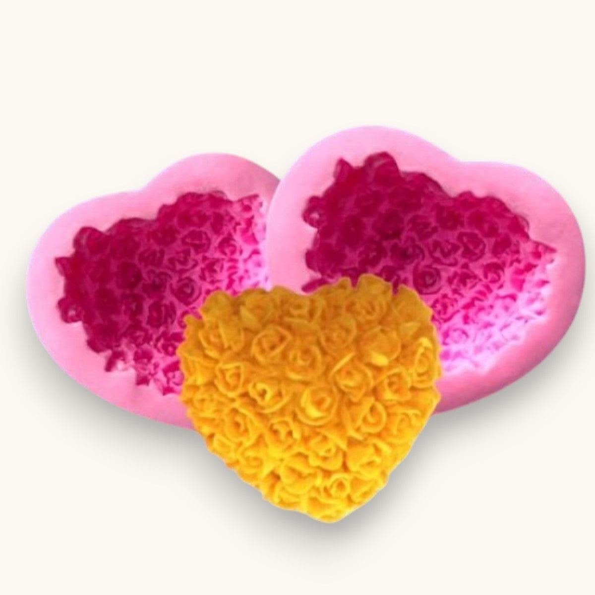 Heart shaped rose silicone soap mould for melt and pour soap making