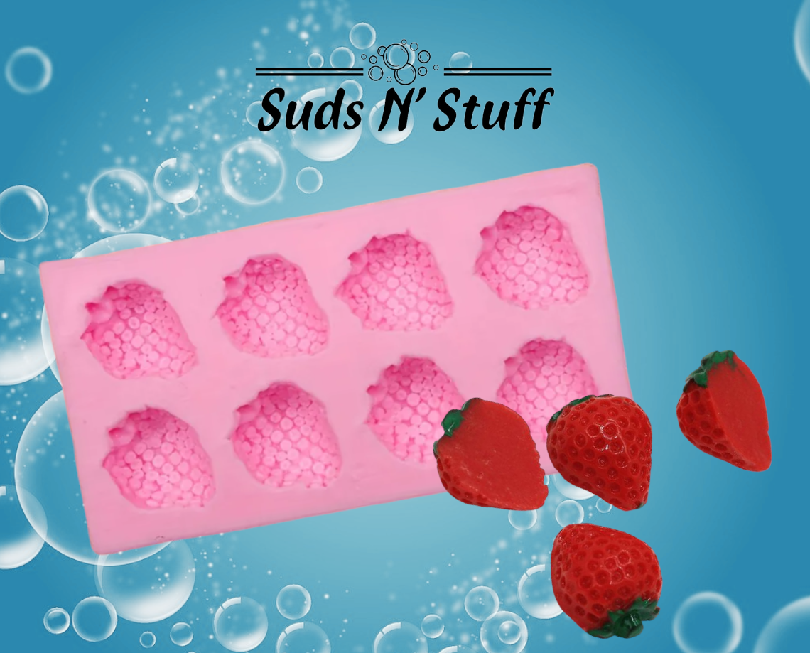 Strawberry silicone soap mould for handmade soap embeds and toppers