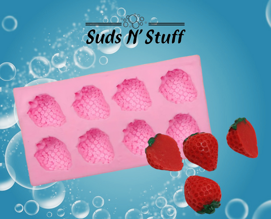 Strawberry silicone soap mould for handmade soap embeds and toppers