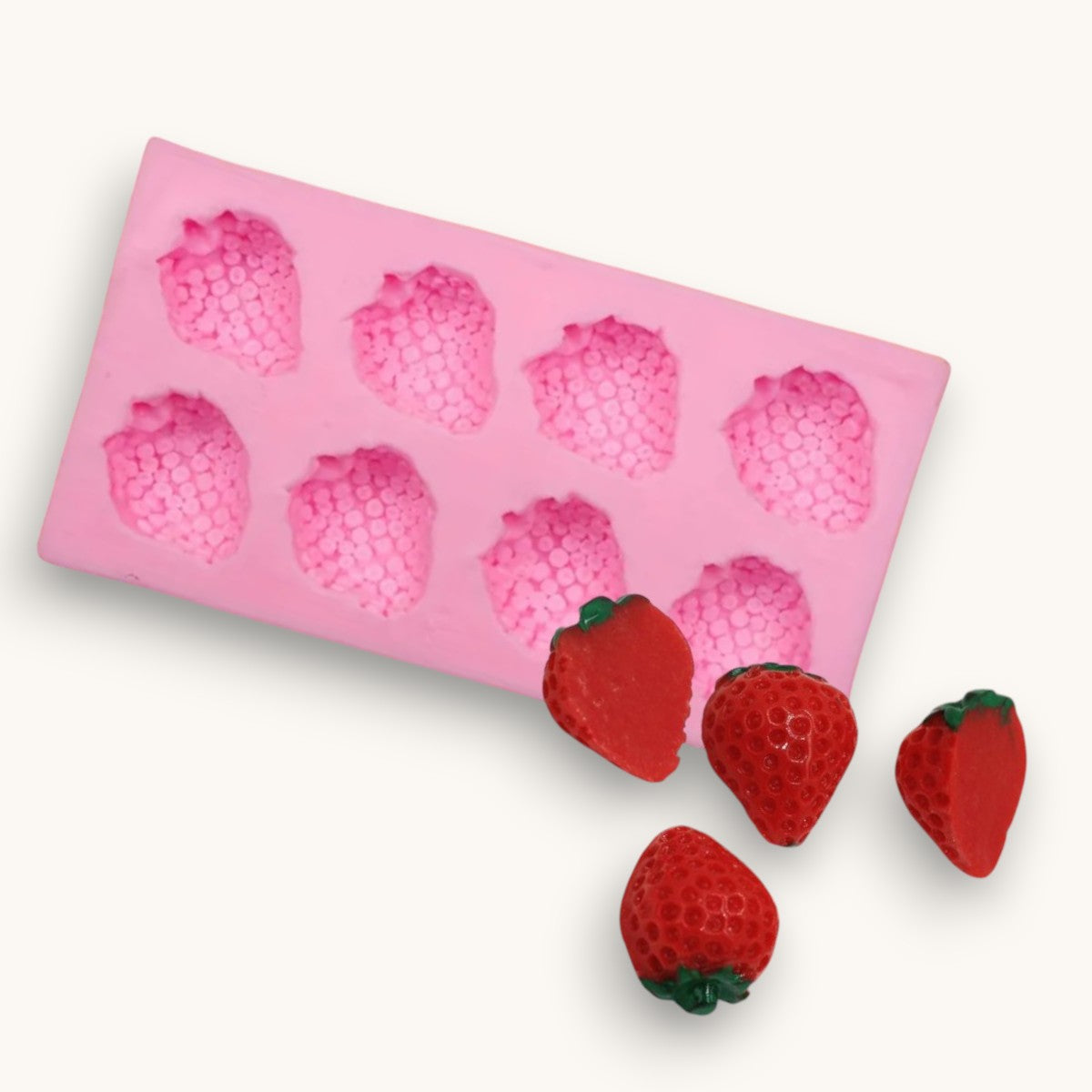 Strawberry silicone soap mould for handmade soap embeds and toppers