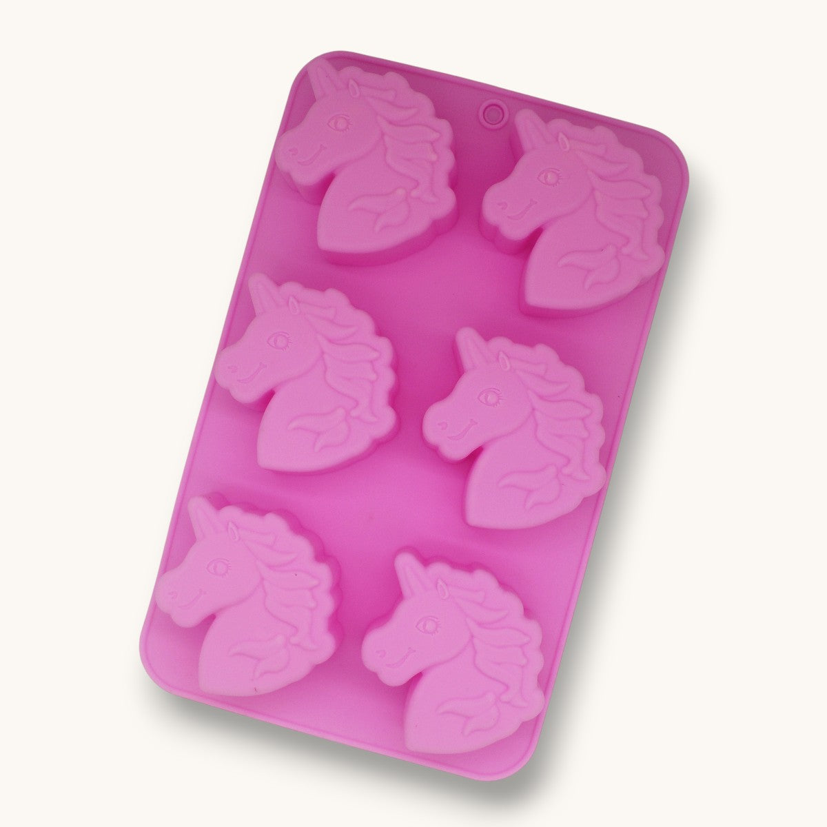 Pink unicorn silicone soap mould with 6 cavities for melt and pour soap making