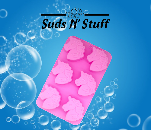 Pink unicorn silicone soap mould with 6 cavities for melt and pour soap making