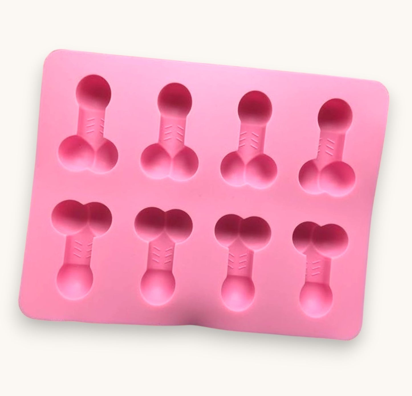 Pink 8 cavity willy silicone soap mould for novelty soap making and resin crafts