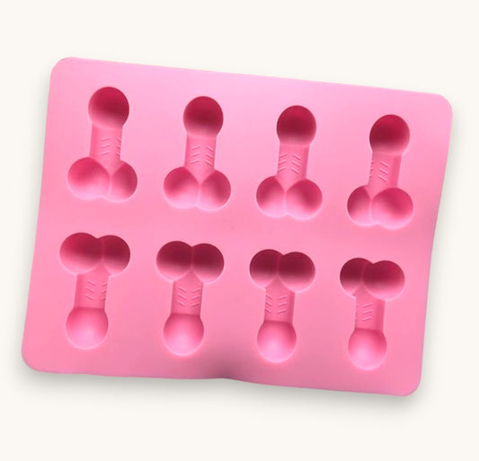 Pink 8 cavity willy silicone soap mould for novelty soap making and resin crafts